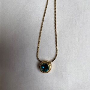 Alex and Ani Gold Necklace with blue green (+) Energy Pendant